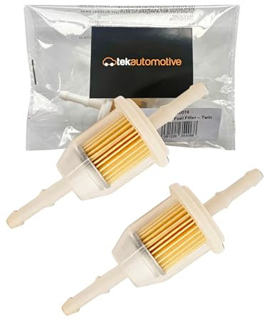 Tek Automotive Small Inline Fuel Filter Twin Pack - Universal for 6mm & 8mm Fuel Lines, Suitable for Cars, Quad Bike, Motorcycle, Lawnmowers, Generators, Forklifts & More