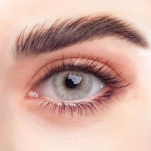 REHLEIN farbige Kontaktlinsen - EISGRAU - 2 Stk. inkl. gratis Behälter - graue Kontaktlinsen - farbige Monatslinsen - natürliches Design - hoher Deckkraft (EISGRAU, 1 Paar (2 Stück), -4.00)