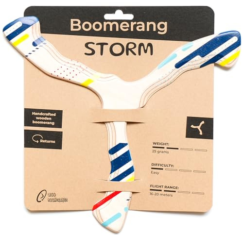 Wooden Boomerang Storm v2 | Handcrafted Returning Boomerang | Easy-to-Throw Design for Beginners | Fun Outdoor Game | Thin, Lightweight and Safe to Use Idea | Suitable for 14+