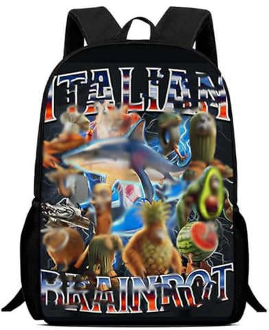 PyrrlicToy Mochila Escolar para Niños, Mochilas Infantiles, Italian Brain 3D Estampado Mochila, Bolsa Viaje Ligero, Bolsa Mochila de Dibujos Animados para Niño Cumpleaños Regalo