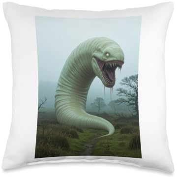White Worm, Stoker, English moor, Pale Legendary Horror Throw Pillow