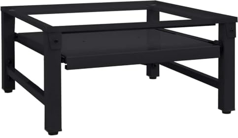 vidaXL Tvättmaskin Pedestal Svart 64 x 55 x 32.5 cm Stål, Rektangulär, hållbar tvättpiedestal, praktisk bas, modern ställning, inomhus stöd för apparater
