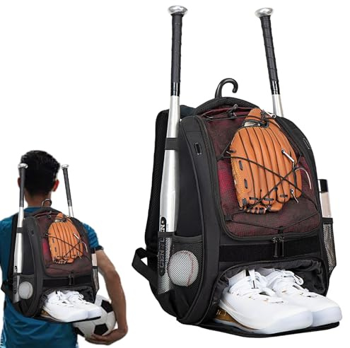 Tewzafiya Baseball für, Baseball für Kinder, mit Schuhfach, für Schläger mit großem Fassungsvermögen für Helme, Schuhe C