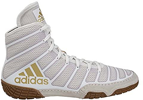 adidas Men's Varner Wrestling Shoe, White/Matte Gold/Brown, 12