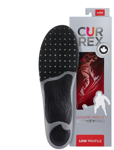 CURREX HockeyPro Insoles for Hockey Skates & Ice Skating – 3D Dynamic Arch Support to Improve Stability, Anti-Slip Heel for Optimized Movement – for Men & Women – Low Arch, XL
