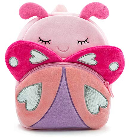 NICE CHOICE Cute Toddler Backpack Toddler Bag Plush Animal Cartoon Mini Travel Bag for Baby Girl Boy 2-6 Years(Pink Butterfly)