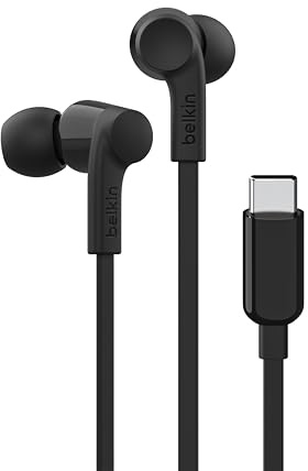 Belkin SoundForm kabelgebundener In-Ear-Kopfhörer mit USB‑C-Stecker, Headset mit Mikrofon; Kopfhörer mit kabel für iPhone 15, iPad , Samsung Galaxy, Android- & Geräte mit USB-C-Anschluss - Schwarz