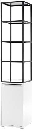 Schrank Regal Vitrine modern Industrial Style Metall matt weiß schwarz 40 cm Lilie M48157WS2