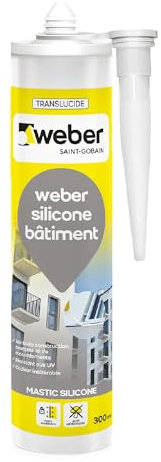 Mastic silicone bâtiment universel, transparent, 300ml, WEBER SILICONE, WEBER