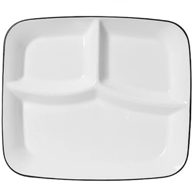 OnePine Platos de Porcelana con 3 Compartimentos, Plato Control de Porciones Adulto, Platos de Dieta con Separadores para Hogares, Hoteles, Restaurantes