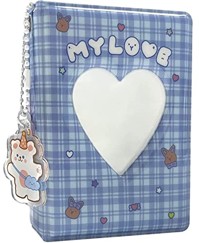 runrayay 3 Pulgadas Carpeta de Fotos KPOP Photocard, Cuadros Azules KPOP Photocard Holder Book, Carpeta de Tarjetas con 40 Bolsillos