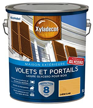 XYLADECOR - Lasure protector para madera exterior - persianas, portales, puertas, ventanas - Color: satén roble claro - Cantidad: 5 L