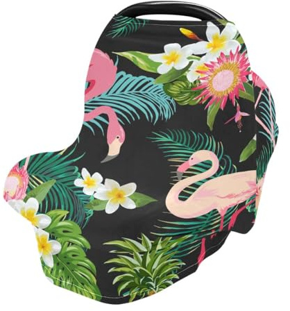Écharpe d'allaitement motif flamant rose pour bébé, housse de siège de voiture extensible, douce et respirante, multi-usages, cadeau pour garçons et filles