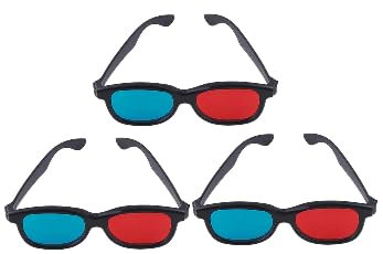 Occhiali 3D universali per TV, 3 pezzi, colore rosso e blu, 3D, per videogiochi, DVD, giochi, per film 3D, giochi, occhiali per visione 3D, televisori e video