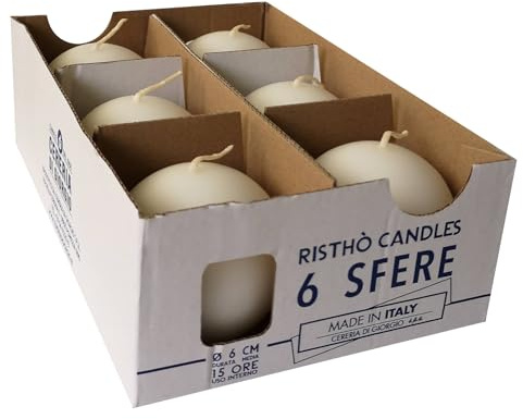 Cereria Di Giorgio Cereria di Giorgio - Velas esféricas, 6 cm de diámetro, 6 unidades, color naranja