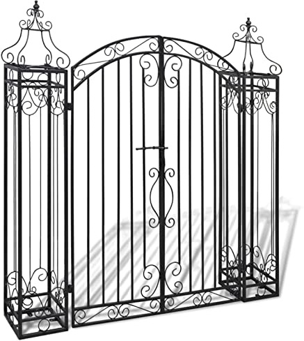ZEYUAN Zierendes Gartentor, Gartentür, Gartentüren, Gartenzaun Tür, Zauntür, Flügeltore, Garten Türe, Maschendrahtzaun, Schmiedeeisen 122×20,5×134 cm