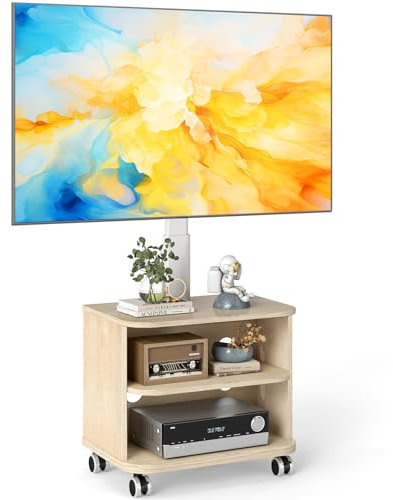 5Rcom Weißer TV-Ständer auf Rädern für 81,3–165,1 cm (32 - 65 Zoll) LED/LCD/OLED-/Plasma-Fernseher/Flachbildfernseher; höhenverstellbarer TV-Schrank mit Halterung bis zu 35 kg, mobiler TV-Ständer mit
