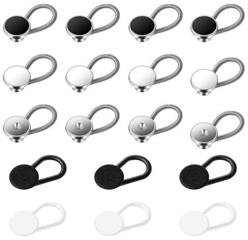 18 Stück Knopfverlängerung für Hosen Hemdkragen Hosenbunderweiterung Verstellbarer Hosenknopf Verlängerung Knopf-Verlängerungen Shirt Extender für Herren Damenhosen Kleider Hemden Jeans Röcke