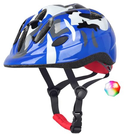 Atphfety Kids Toddler Bike Helmet, Adjustable Boys Girl Helmets from Baby to Children(Age 1-8), Multi Sports for Bicycle Skate Scooter with LED Light (Camouflage Blue, XS:47 cm - 52cm/18.5-20.5 inch)