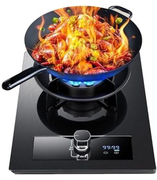 Cuisinière À Gaz Avec 1 Brûleur, Cuisinière À Gaz De Camping 5,2 KW, Cuisinière À Conversion Gaz/gaz LP, Minuterie Indépendante Des Deux Côtés, Avec Protection Contre Les Flammes, For À Domicile(NG)