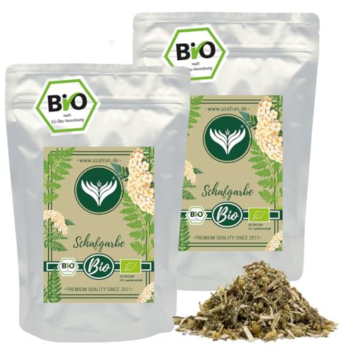 Azafran BIO Schafgarbenkraut geschnitten, Schafgarbe für Tee lose & getrocknet, Schafgarbentee 500g