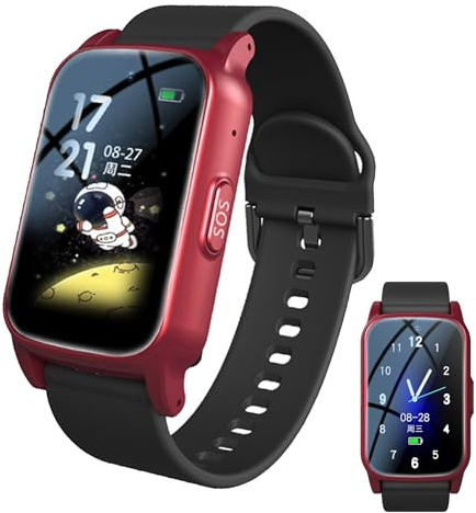 Weyot Notfalluhr Für Senioren, Senioren Notruf Armband, Notruf Uhr Mit Sturzerkennung, HD-Videoanruf, IP67 Wasserdicht Und HD-Sprachanruf, SOS ArmbandRed,25.8x2cm