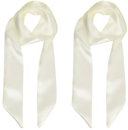 M METERXITY Solid Color Scarf for Women, Soft Neck Long Scarf Narrow Neckerchief for Handbag/Hairband/Satin Belt, Skinny Necktie