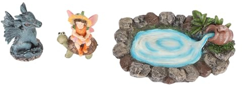ANKROYU Kit de Estanque de Peces para jardín de Hadas, Figura de Estanque en Miniatura Pintada a Mano a Prueba de Sol para decoración de jardín de Hadas Interior y Exterior, sintét