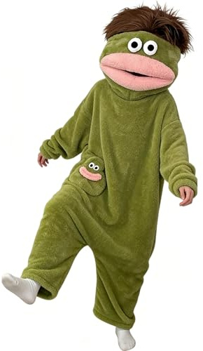 Adult Onesie pyjamas – mjuk plyschpyjamas med huva | unisex tecknad sparkdräkt för vuxna – för kvinnor, män, sovare, par, hemma, vardag, avkoppling, sömn, filmkväll, kostym-P