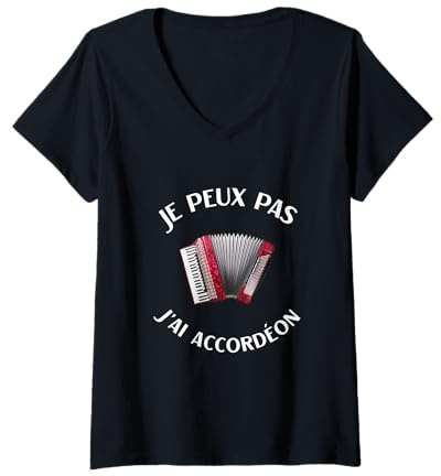 Femme Accordéon Humour accordéoniste Homme Femme T-Shirt avec Col en V