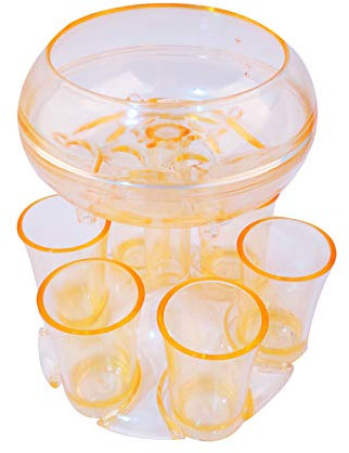 DTLEO Distributeur de Boissons de Tour de bière, Distributeur de Tour de bière de Table 6 Verseurs Et Support De Verre À Liqueur Support De Support Suspendu en Verre À Liqueur,Orange