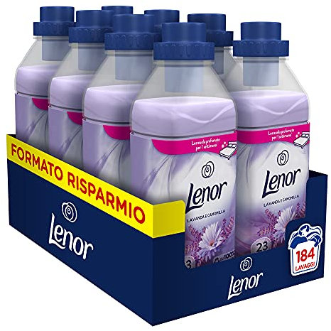 Lenor Ammorbidente Lavatrice Concentrato, 184 Lavaggi (8 x 23), Lavanda e Camomilla, Maxi Formato, Profuma Ogni Notte fino a una Settimana