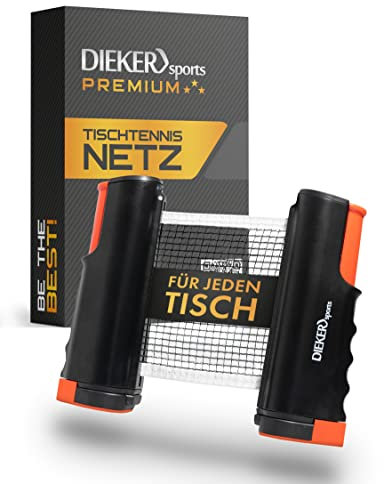 Dieker Sports Tischtennisnetz für jeden Tisch [in Sekunden aufgebaut] - ausziehbares Tischtennis Netz [gratis Videokurs vom Profi] - Tischtennisnetz Outdoor & Indoor, Netz Tischtennisplatte Outdoor