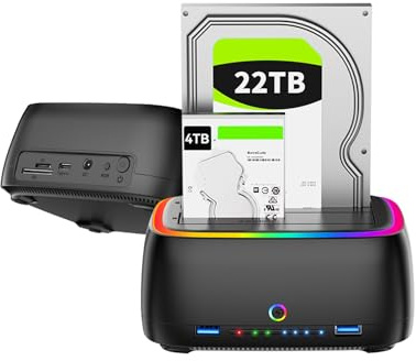 Dual Bay Hard Drive Duplicator/Cloner USB 3.0 to SATA I/II/III Docking Station, External HDD/SSD Dock with USB Hub & SD/TF Card Reader for 2.5/3.5 Inch Drives, 20+TB Support