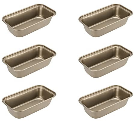 JAPCHET 6 Pack 15.6 x 8.5 cm Mini Loaf Tin, Non Stick Small Bread Loaf Baking Pans, Rectangle Baking Tray for Oven Baking