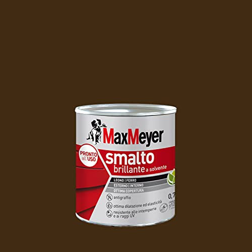 MAXMEYER Smalto a solvente per ferro e legno brillante TESTA DI MORO R8017 0,750 L