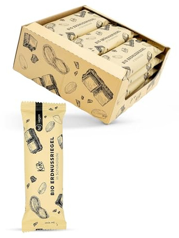 KoRo - Bio Erdnussriegel mit Schokolade 50 g - Bio und vegan - Zart schmelzende Schokolade - Mit Kokosblütenzucker gesüßt