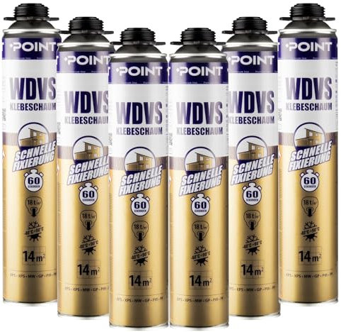 Dämmstoffkleber für EPS- & XPS-Platten | Klebeschaum-Set für Dämmung | Bauschaum | Perimeterkleber | Bauschaum | Pistolenschaum | PU-Schaum (6x PU-Klebeschaum)