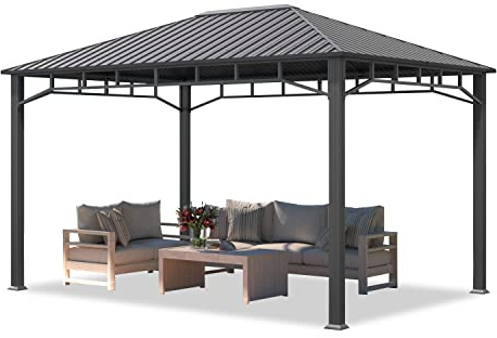 TOOLPORT Garden gazebo 3x4 m hardtop steel roof, without side panels, poles 9x9cm