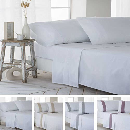 COTTON ARTean Juego sabanas Cama 150 PERCAL 180 Hilos GORBEA Blanco