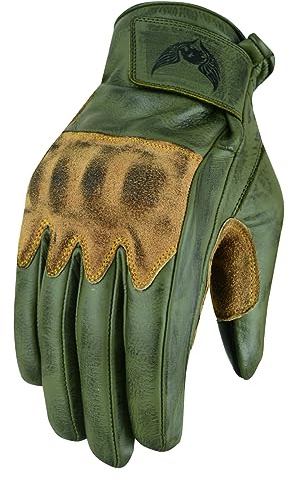 Leatherick Gants de Moto en Cuir de Vachette pour Homme – Gants de Moto durables, compatibles avec Les écrans tactiles et certifiés CE.