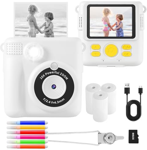 AORILE Kinderkamera, Sofortbildkamera für Kinder, 1080P HD-Digitalkamera für 3–14 Jahre alte Mädchen (Weiß)