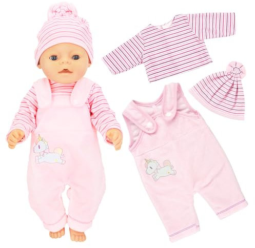 JurciCat Kleidung Bekleidung Outfits für Babypuppen Puppenkleidung Puppenzubehör mit Hut Langarm Hose Puppe Zubehör für Baby Puppen 35-43 cm Geschenk für Kinder Mädchen Jungen(Puppen Nicht enthalten)