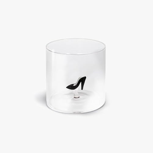WD Lifestyle Bicchiere in Vetro Borosilicato 250ml con Decorazione (scarpa)