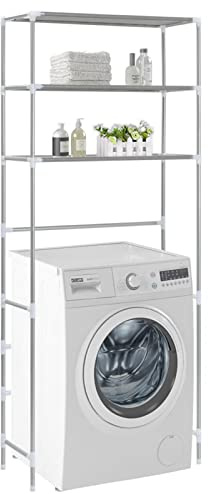 NITCA Scaffale per Bagno con 3 Ripiani,Scaffale sopra WC con 3 Ripiani,Scaffale per Bagno, Mensole da Bagno sopra la mensola,per Cucina Bagno Cantina, Argento 69 x 28 x 169 cm
