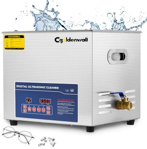 CGOLDENWALL Limpiador ultrasónico digital de 15 L, 28/40 kHz, doble frecuencia, 360 W, potente limpieza, calefacción de 20-80 ℃ y temporizador de 0 a 30 minutos para joyas, relojes, gafas, piezas de