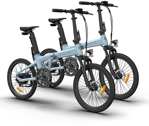 ADO 2× Air20S Folding EBike for Adults, 20 Electric Bike, Ultra Light Weight 18.5 KG Electric Bicycle, Carbon Belt/Adjustable Shock Absorption/LCD Display/Disc Brakes/APP Intelligent (Blue)