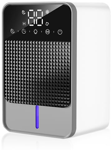Luftentfeuchter, Luftentfeuchter Elektrisch,1.2L, Raumentfeuchter für 30m² Wohnung Badezimmer, Entfeuchter Keller, mit Automatischer Abschaltung und Abtauen, Farbiges Nachtlicht