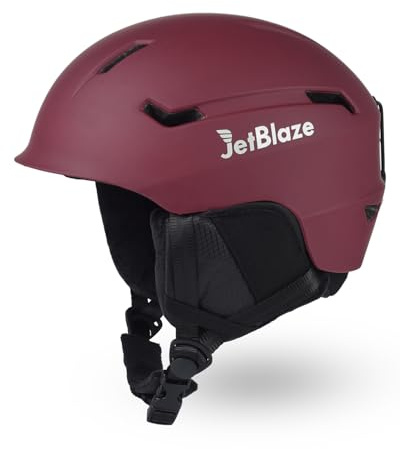 JetBlaze Ski Helmet Mens Women Unisex Ski Helmet Snow Sports Helmet With Vents PC Shell EPS Core For Skiing Snowboard Snow Helmet For Adults Youth Wine Size S