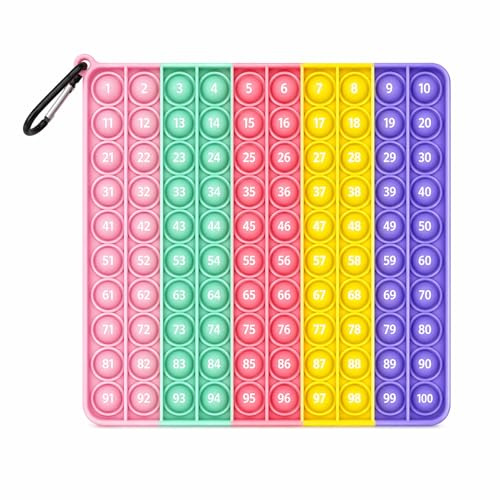 jiuzcare Pop It Push Pop Bubble Fidget Toys stressavlastande silikonleksak Multicolor Pedagogisk för Matematik Avkopplande Popit Vuxna och Barn, Macaron
